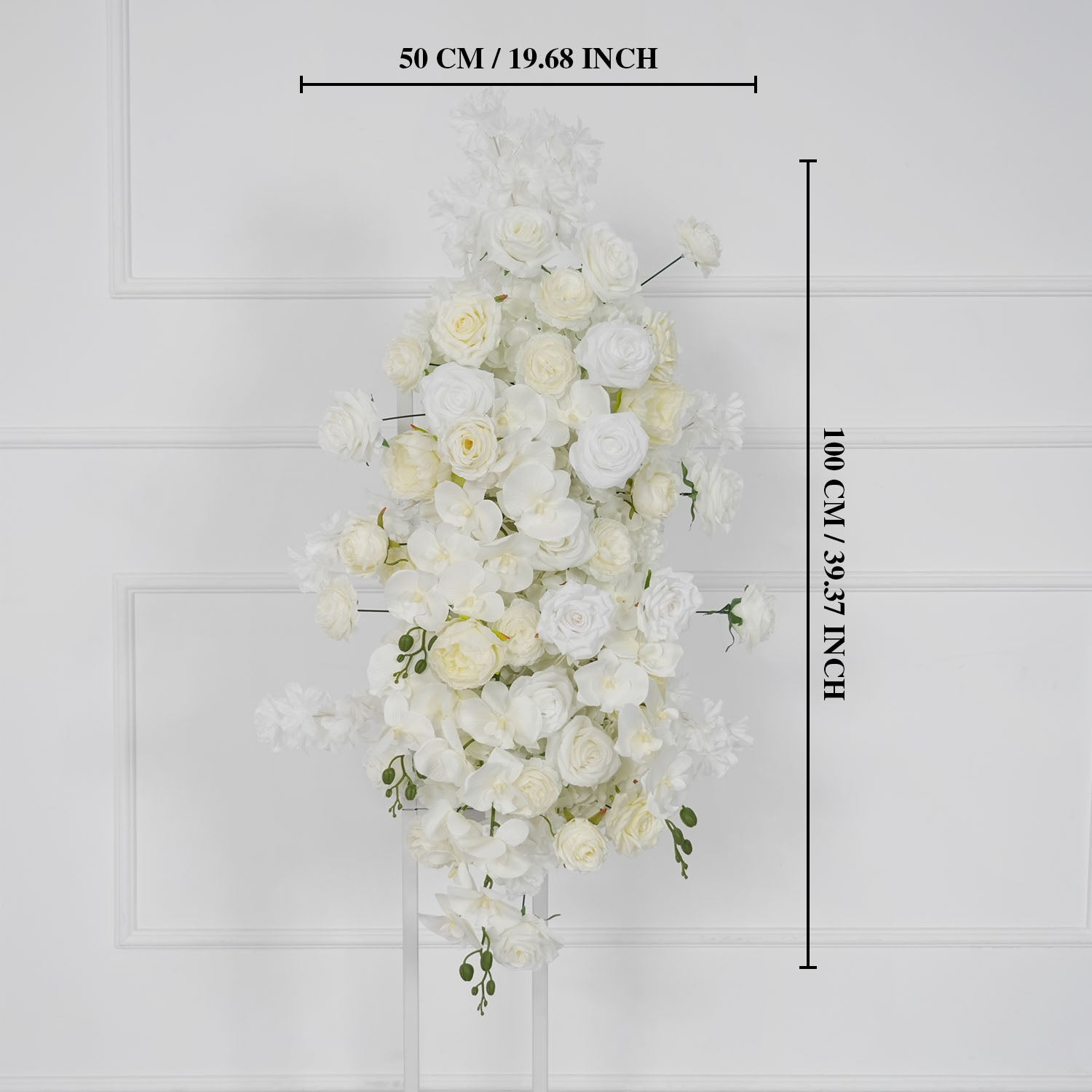 Uflower Artificial White Rose Flower Row Wedding KT Backdrop Decor
